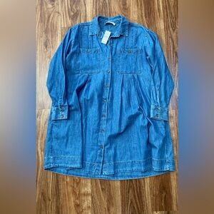 NWT Loft Denim Button-Front Shirt Dress